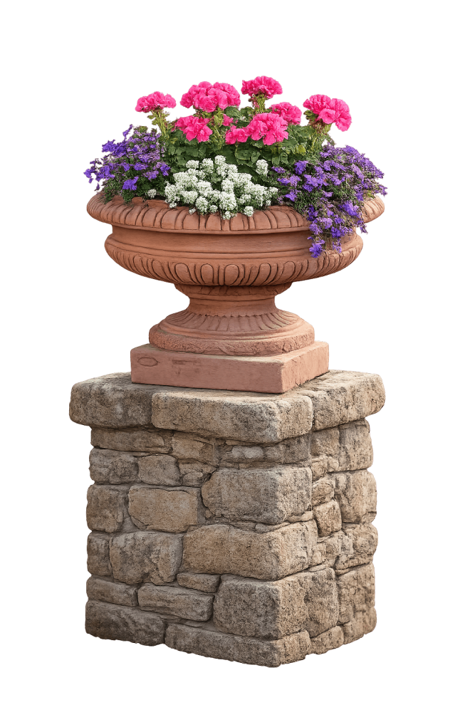 Pokal en terre cuite d’Impruneta cannelé – artisanat toscan classique, résistant au gel